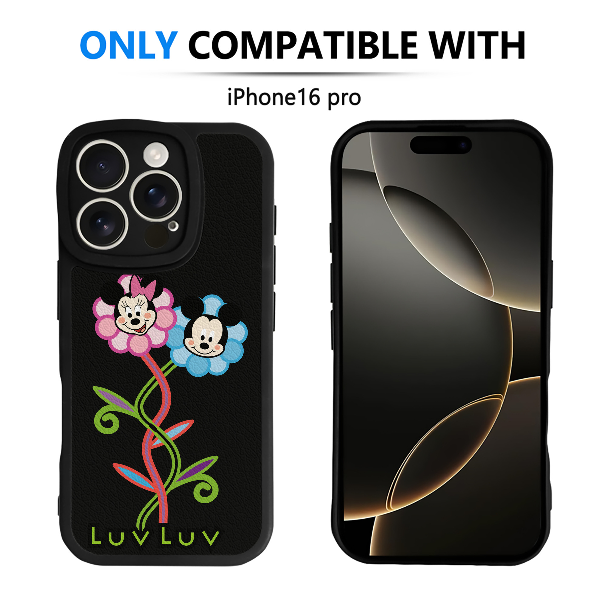 （画像用） ミッキーマウス Mickey Mouse 【iPhone 16シリーズ対応】シリコンスマホケース（レザー調） 材質：シリコン